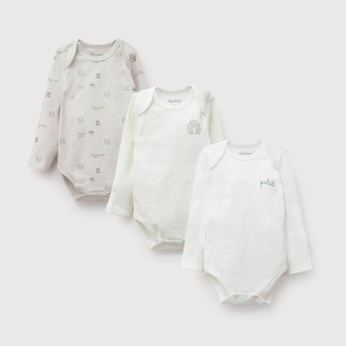 OPALINE - Pack Bodies Bebe Niño Beige