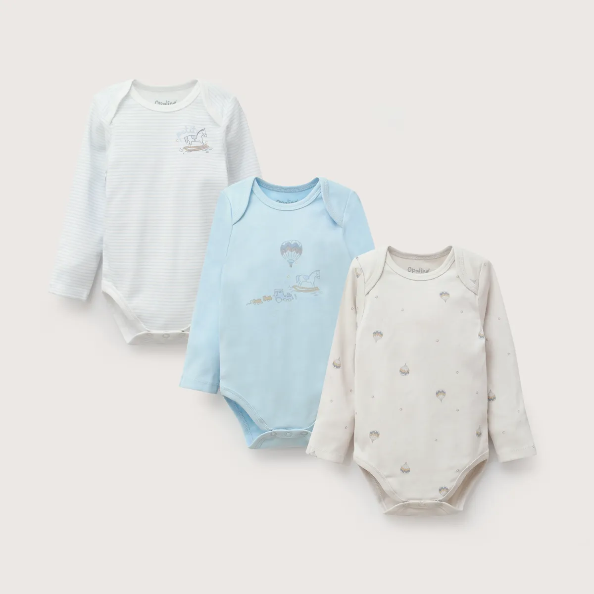OPALINE - Pack Bodies Bebe Niño Celeste