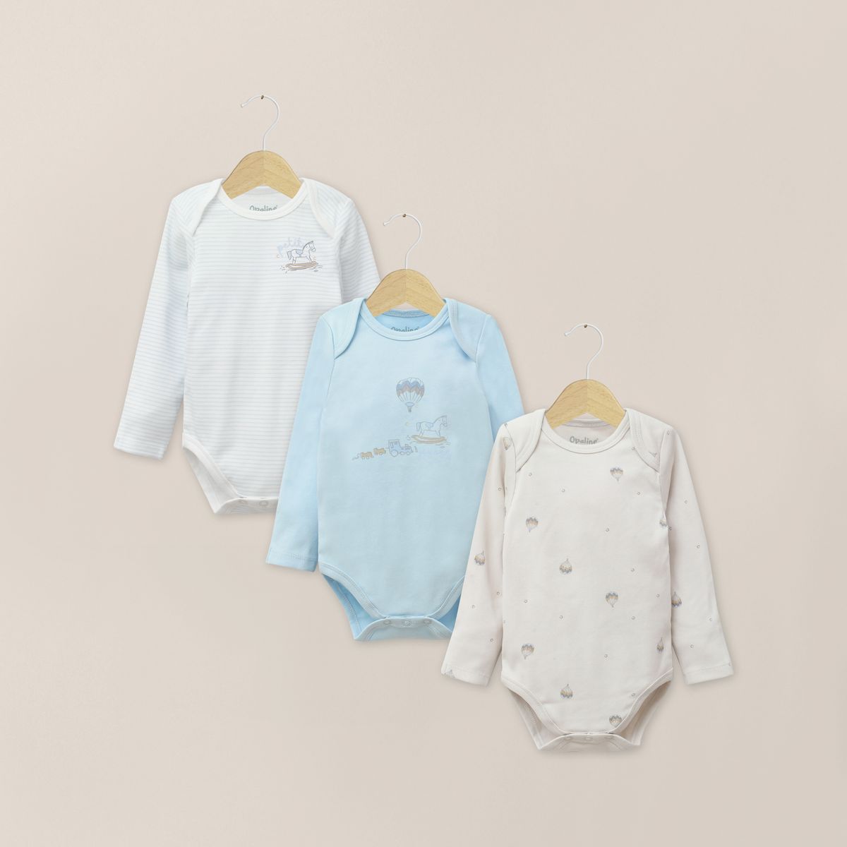OPALINE - Pack Bodies Bebe Niño Celeste