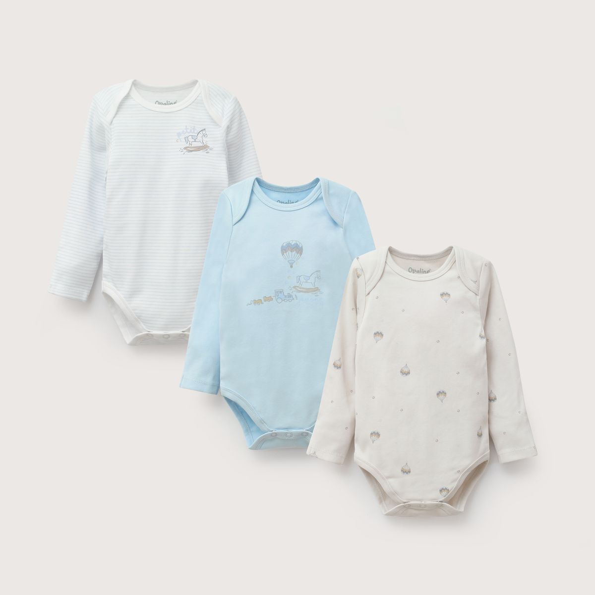 OPALINE - Pack Bodies Bebe Niño Celeste