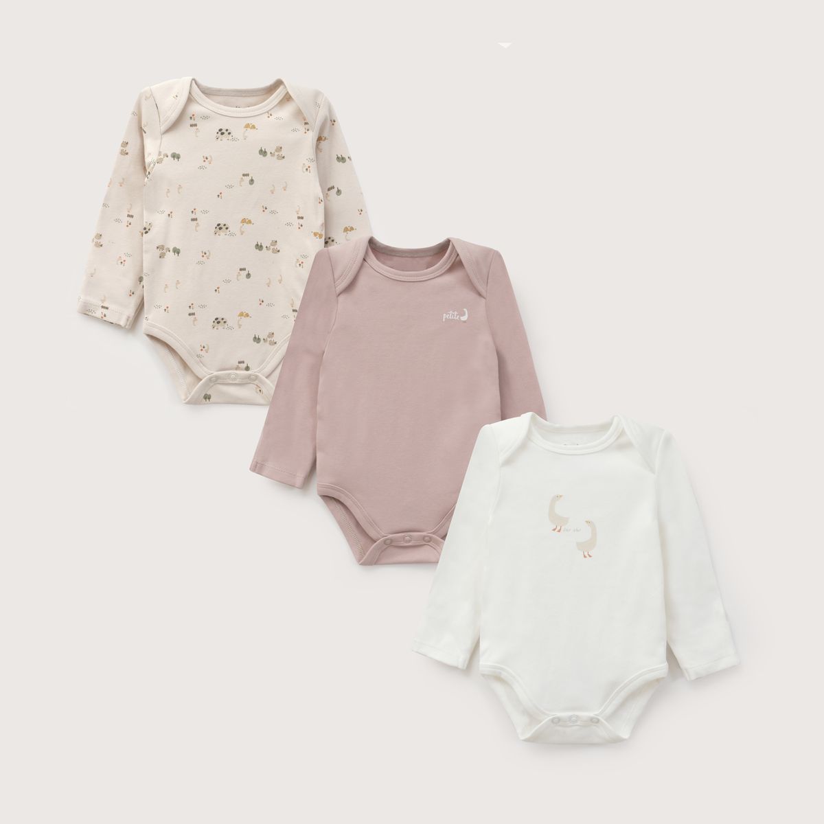 OPALINE - Pack Bodies Bebe Niño Gansos Beige