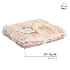 HOME LOGICS - Set 3 Paños De Cocina Waffle Algodón Básicos