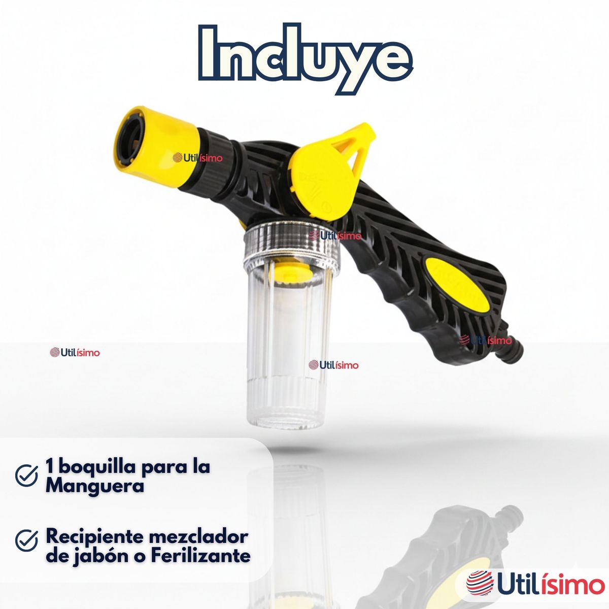UTILISIMO - Pistola de Riego con Dispensador Pulverizador de Espuma