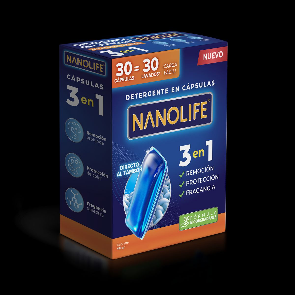 NANOLIFE - Detergente Nanolife Ultraconcentrado 3 en 1 - 30 cápsulas
