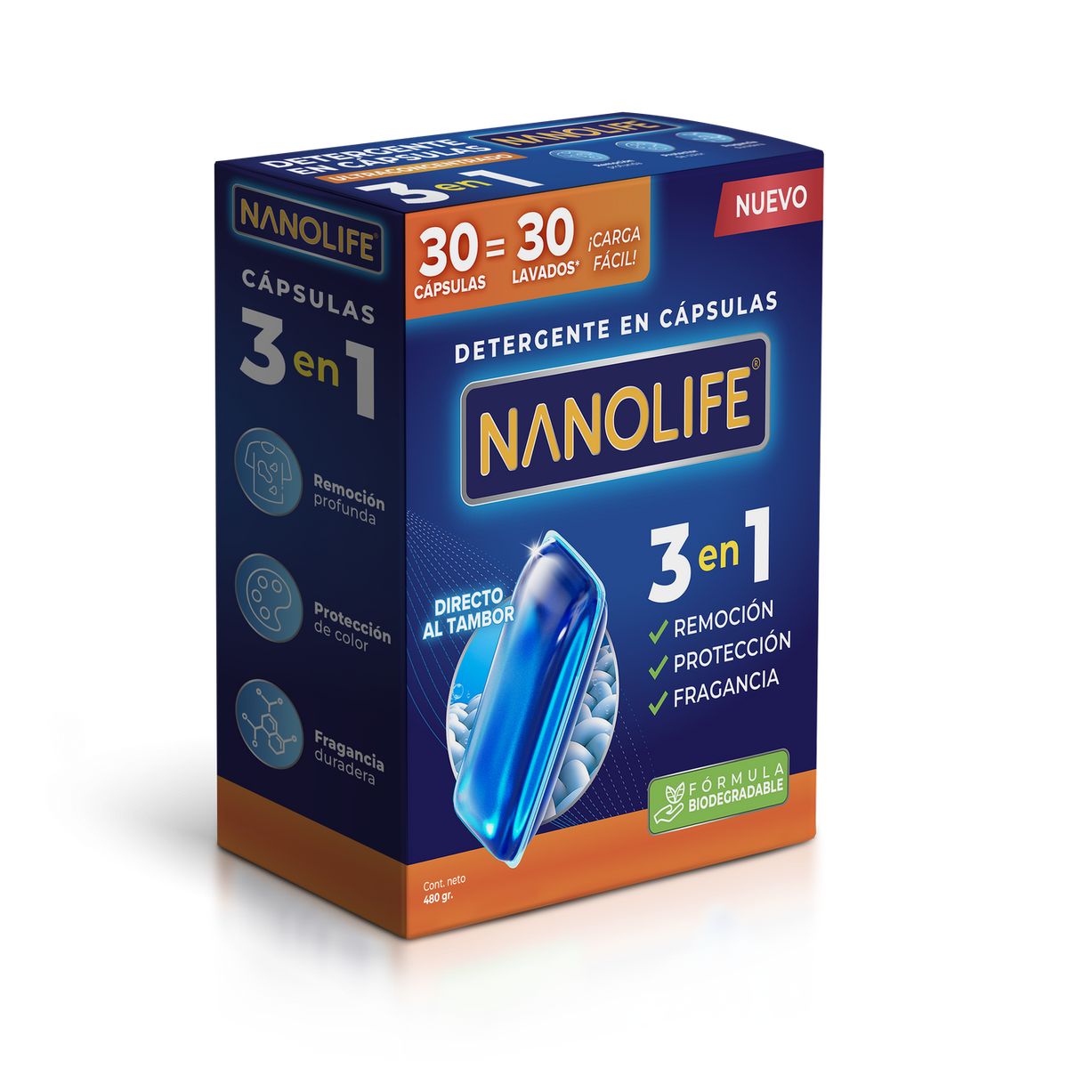 NANOLIFE - Detergente Nanolife Ultraconcentrado 3 en 1 - 30 cápsulas
