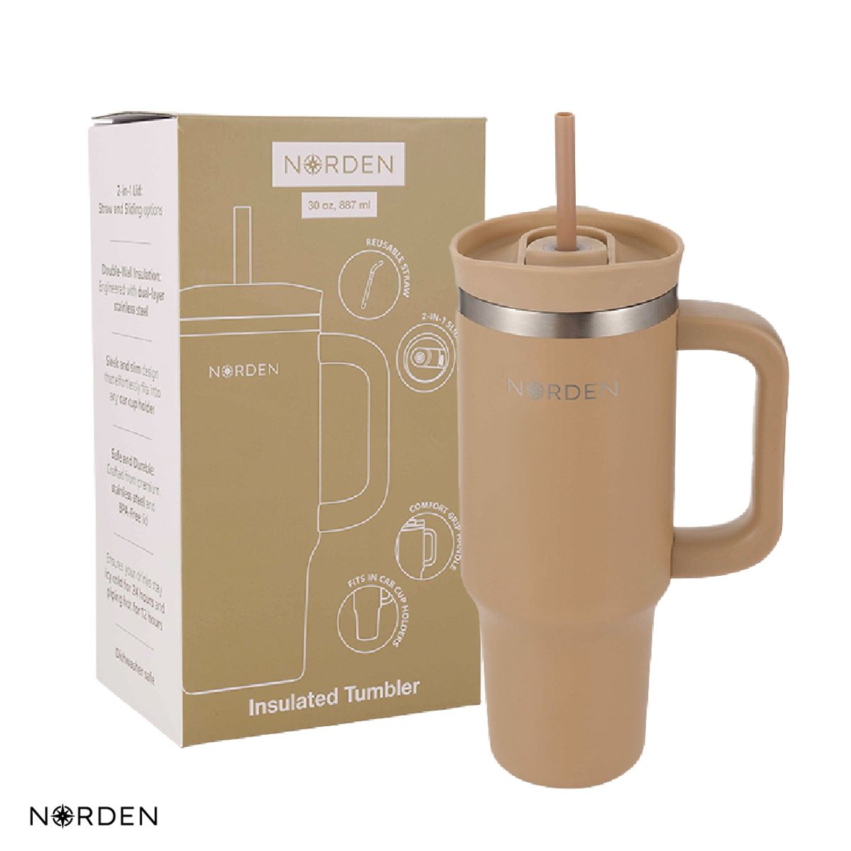 NORDEN - Botella Térmica Tumbler Inoxidable Mocha Latte 887Ml Norden Kiosclub