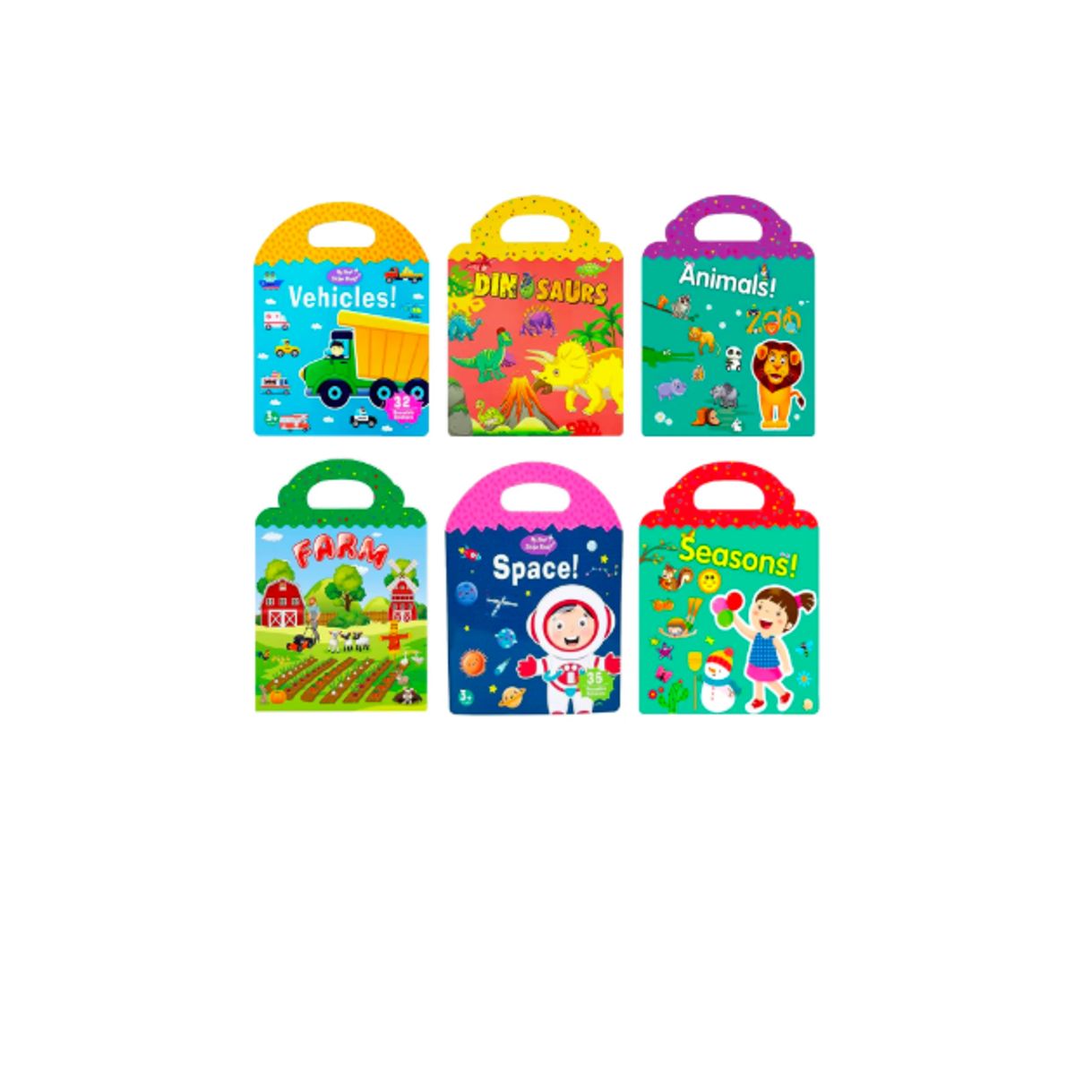 GENERICO - Set 6 Libros De Stickers Reutilizables Para Niños