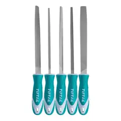 TOTAL - Kit Set Juego De Limas De Acero 5 Piezas 8 Pulgadas THT918516