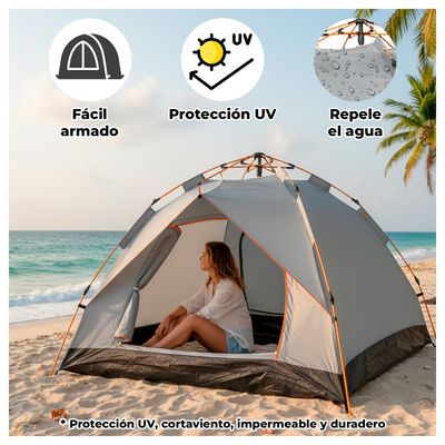 Imagen 2 del producto Carpa 3 Personas Impermeable Protección UV y Fácil Armado - Azul
