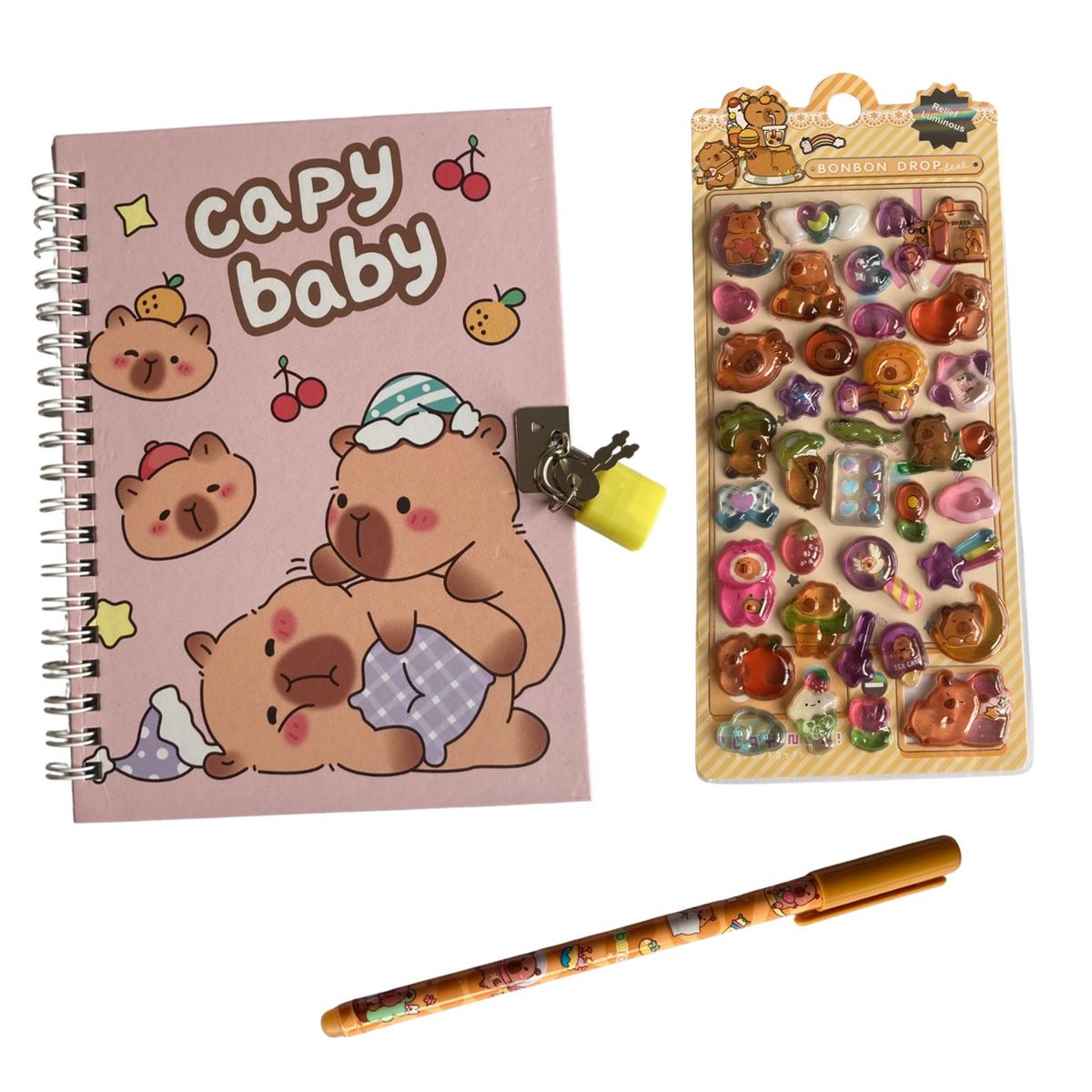 GENERICO - Diario de Vida Capibara + bolígrafo y stickers