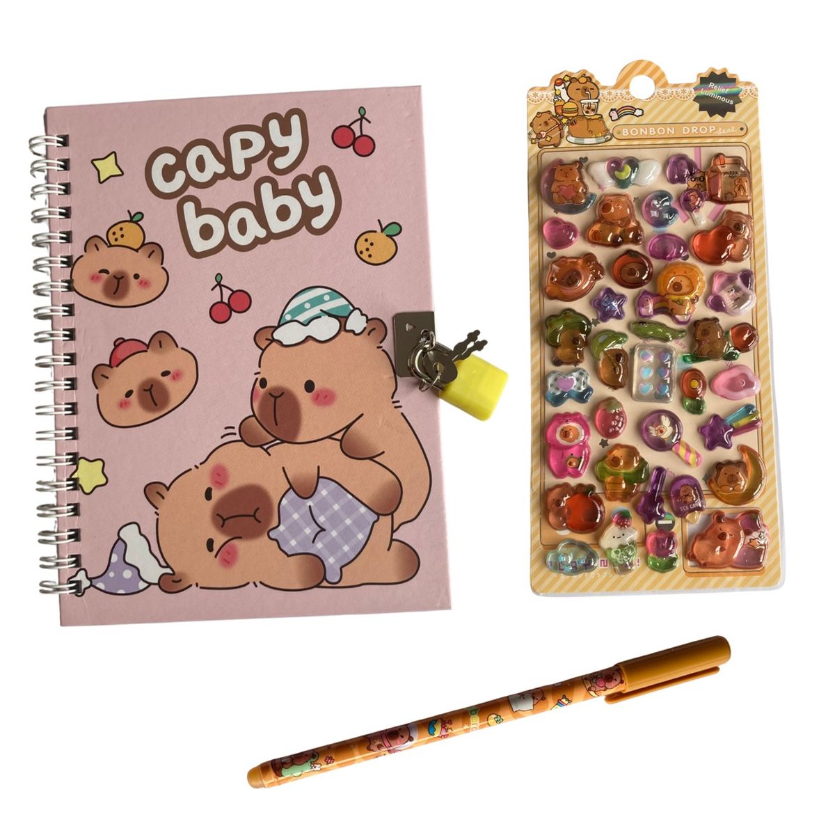 GENERICO - Diario de Vida Capibara + bolígrafo y stickers