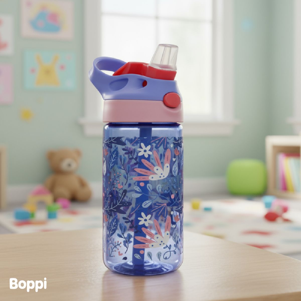 BOPPI - Botella Tritan Kids Antiderrame 480 ml Flores Lila Boppi