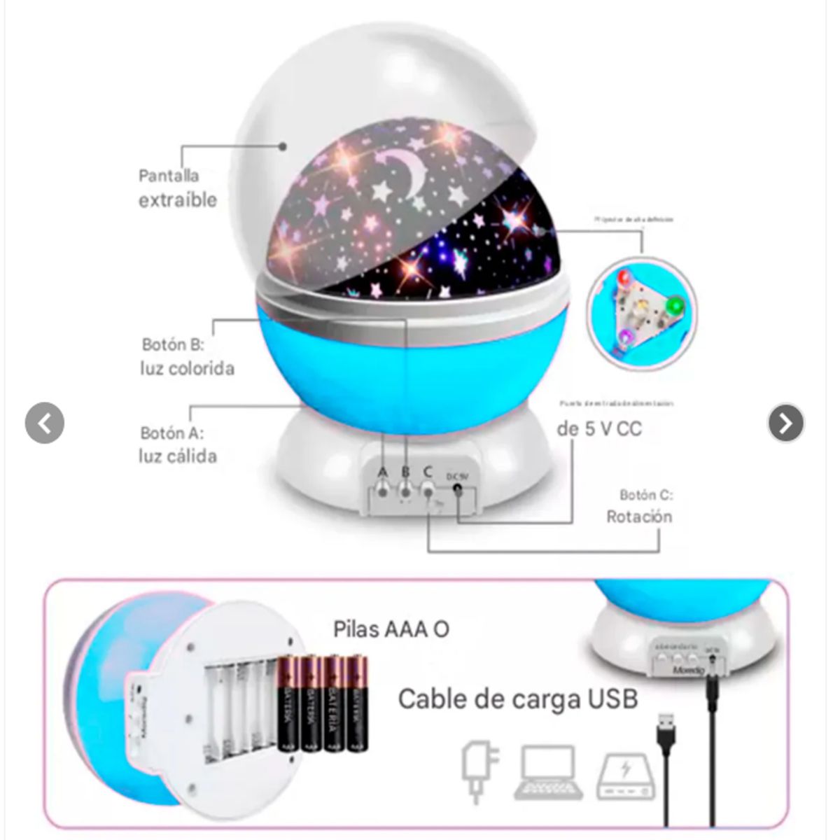 GENERICO - Espanta cucó Proyector De Estrellas lampara Luces Azul