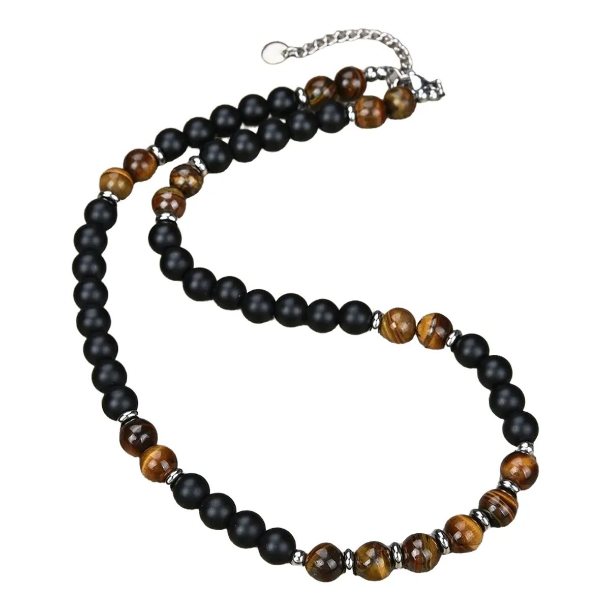 GENERICO - Collar Piedra Onix Y Ojo De Tigre Hombre Moda Unisex