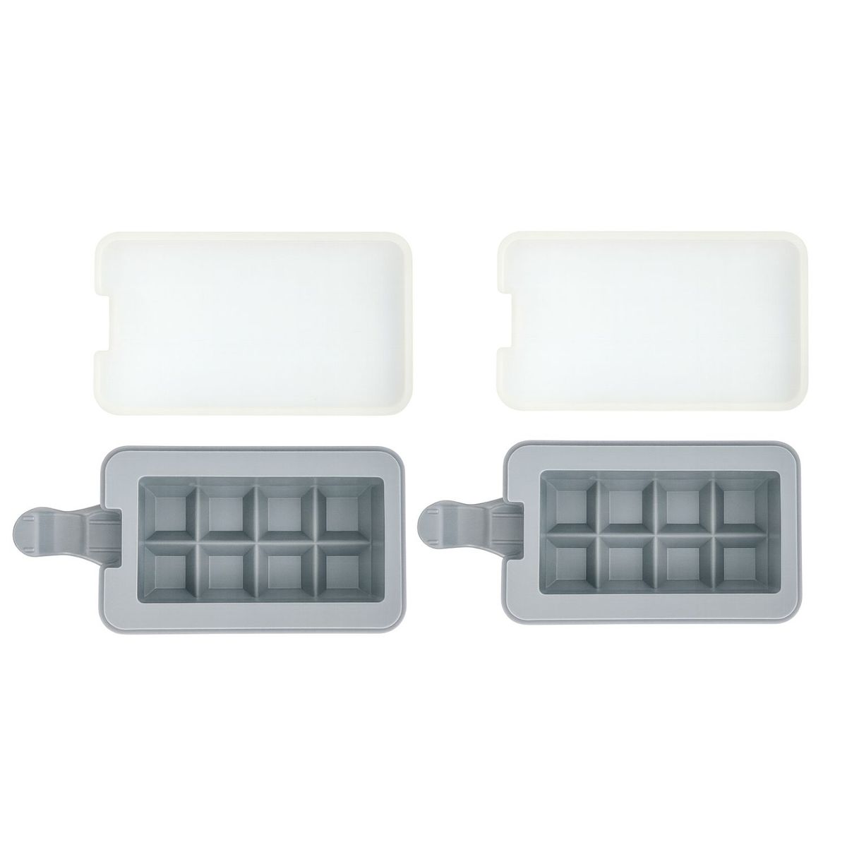 GENERICO - Set 2 Moldes Helados De Silicona Forma Cubos Reposteria Gris