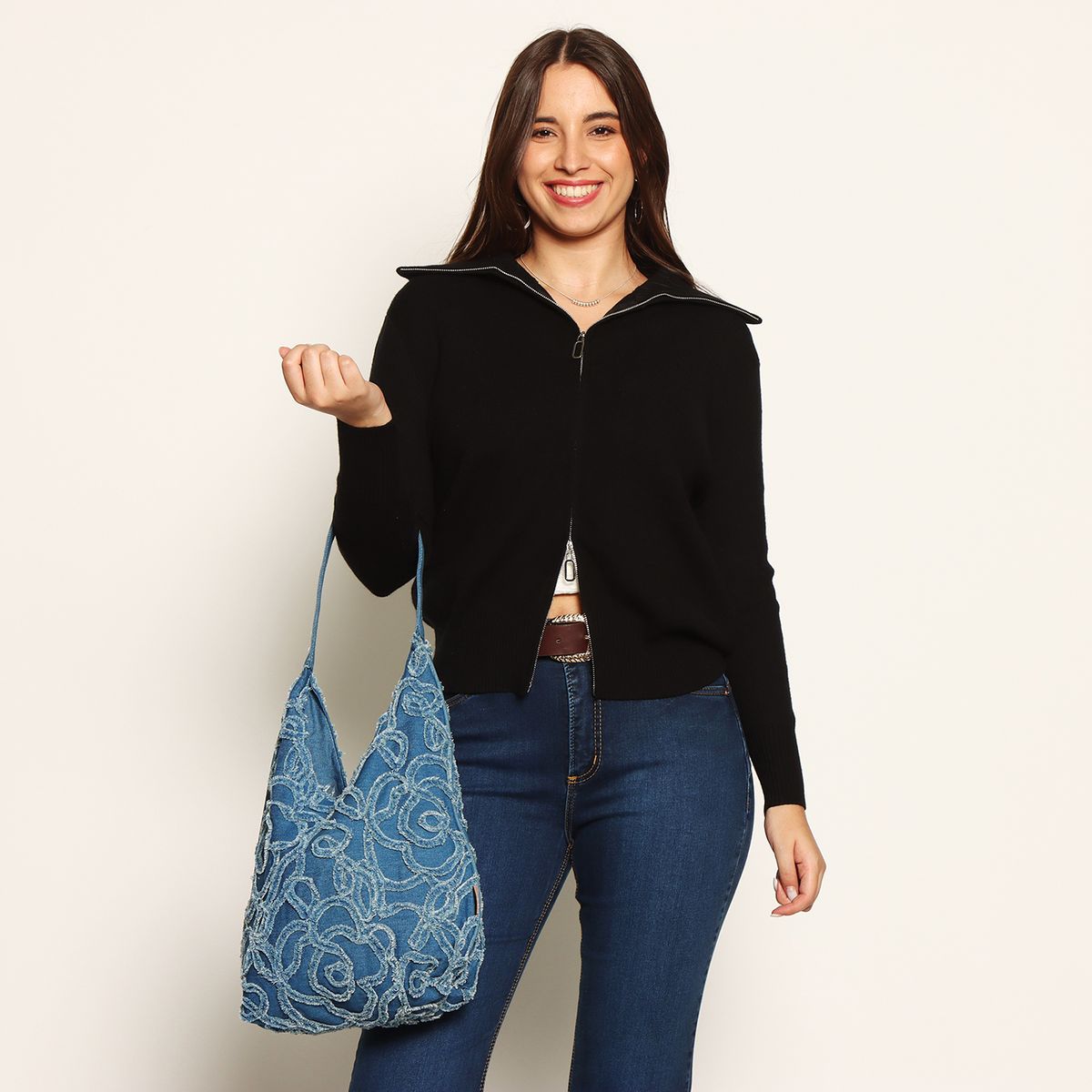 WADOS - CARTERA DENIM BORDADO