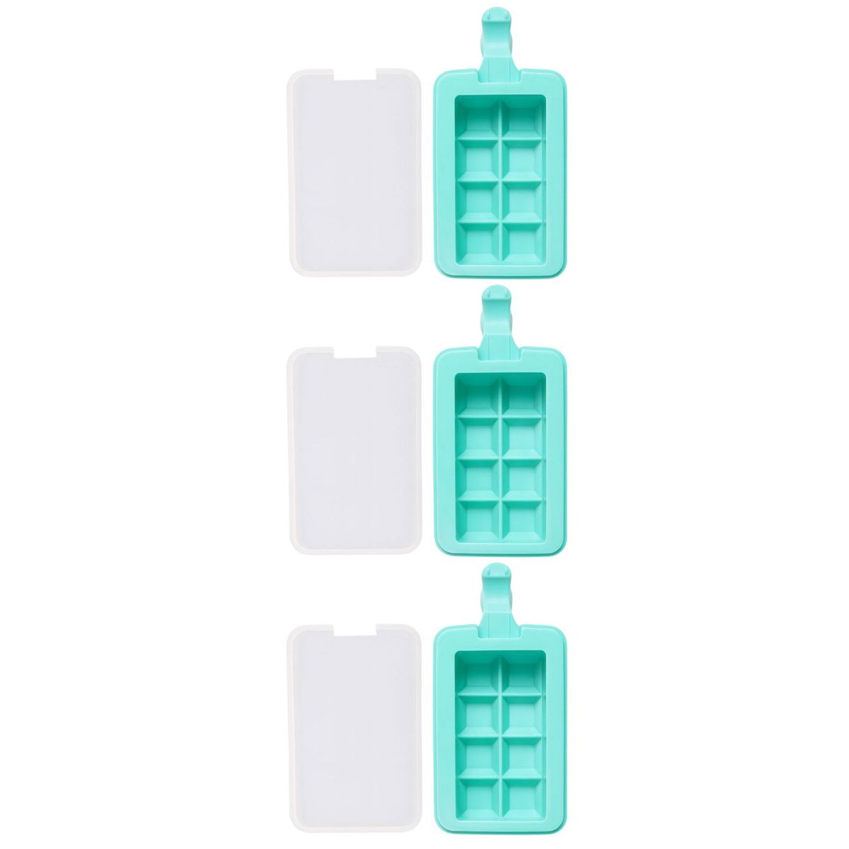 GENERICO - Set 3 Moldes Helados De Silicona Forma Cubos Reposteria Azul