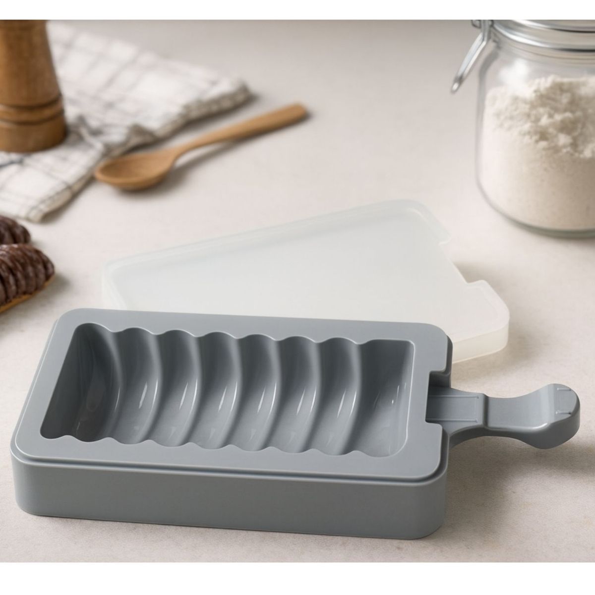 GENERICO - Set 3 Molde Helados De Silicona Reposteria Cocina 15cm Gris