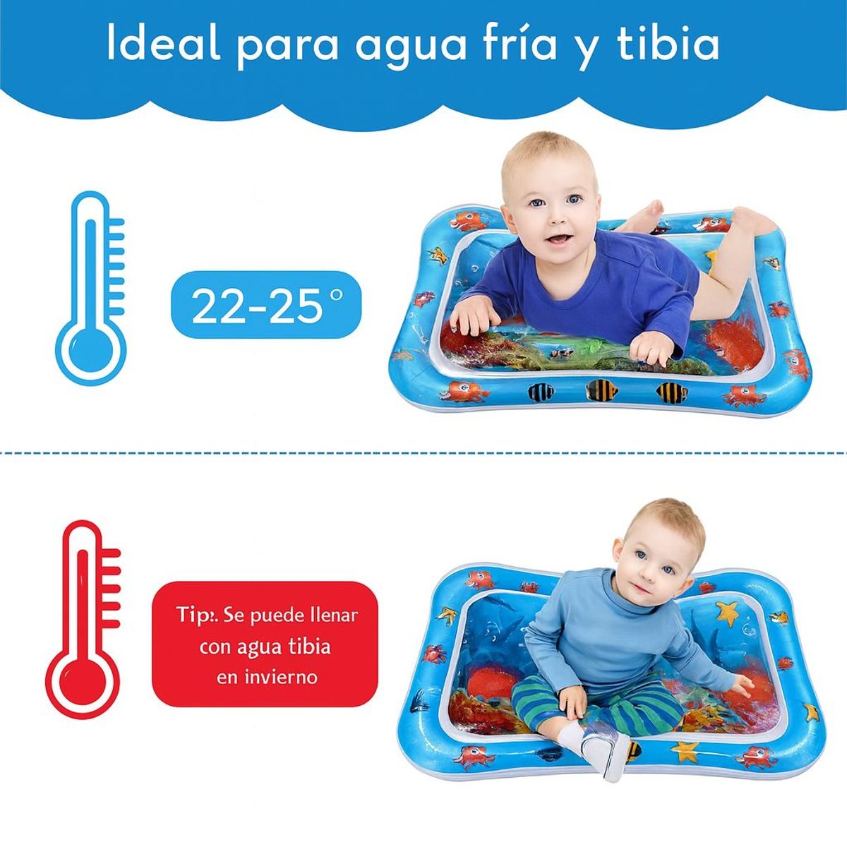 GENERICO - Alfombra Sensorial Acuática Inflable para Bebés
