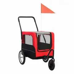 GENERICO - Coche Transportador De Paseo Para Mascotas 2 En 1 Rojo