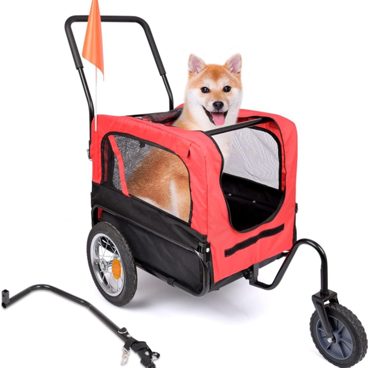 HOOPET - Coche Transportador De Paseo Para Mascotas 2 En 1 Rojo