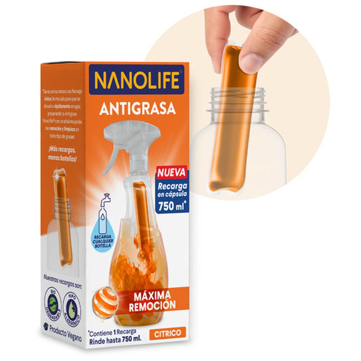 DEYSA CARE - Nanolife Limpiador Antigrasa Nanolife 1 Recarga 750ml