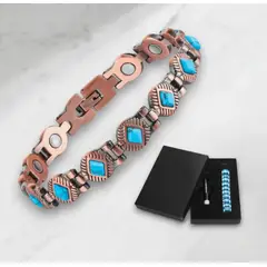 GENERICO - Pulsera Brazalete Cobre Turquesa Imanes Artritis Terapia