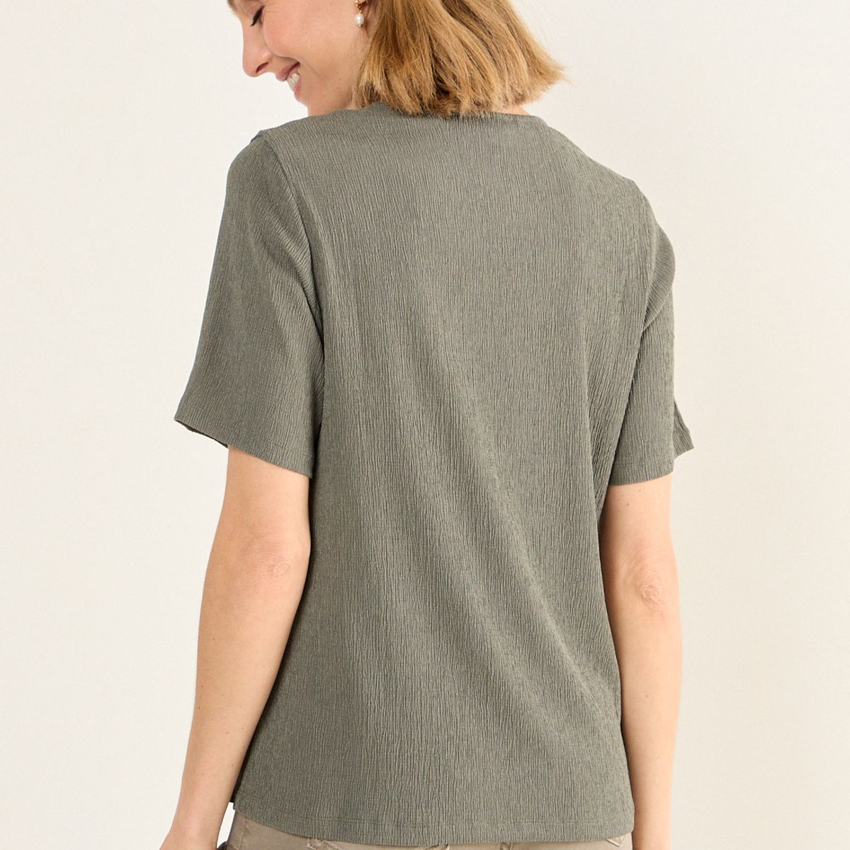 MA GRIFFE - Polera Escote Ev V Mujer Avellana Magriffe