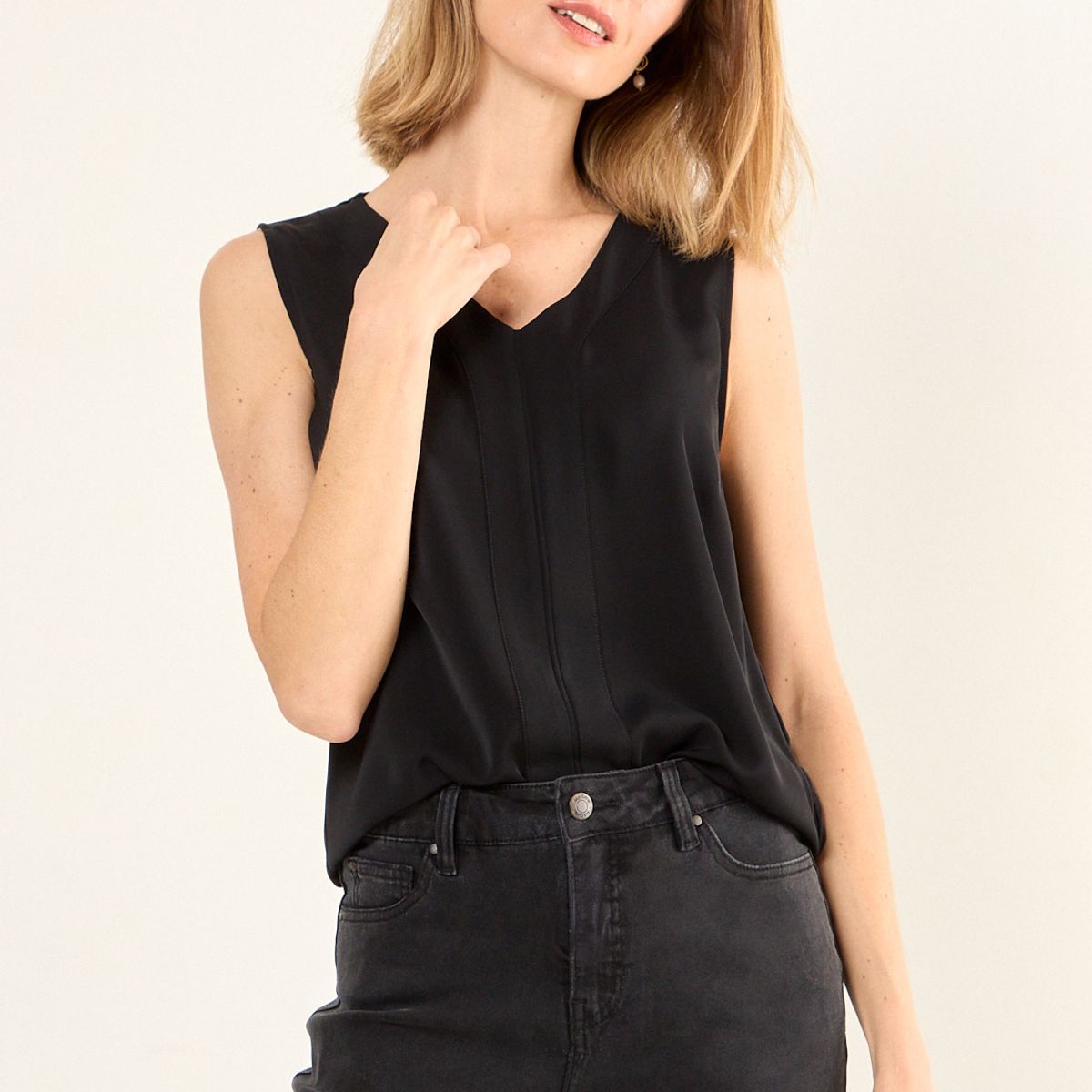 MA GRIFFE - Blusa Sin Mangas Mujer Negro Magriffe