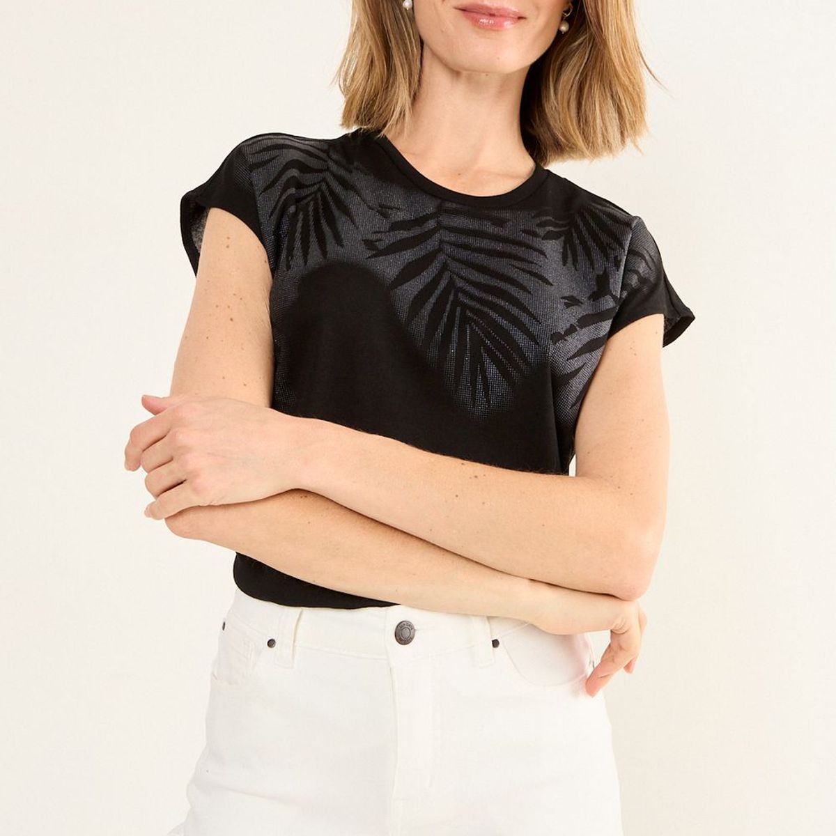 MA GRIFFE - Polera Estampada Mujer Negro Magriffe