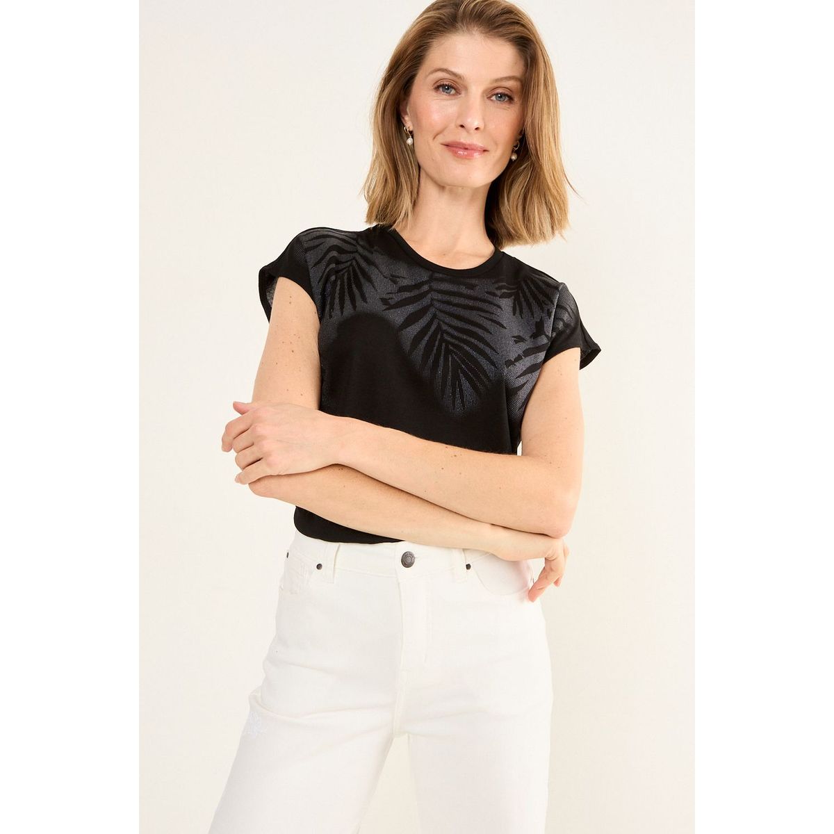 MA GRIFFE - Polera Estampada Mujer Negro Magriffe