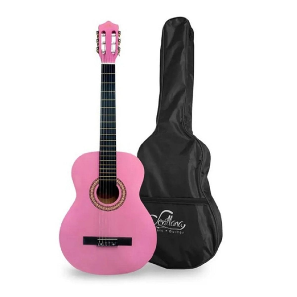 SEVILLANA - Guitarra De Niño Rosada Clasica Con Funda Sevillana SE 30PK