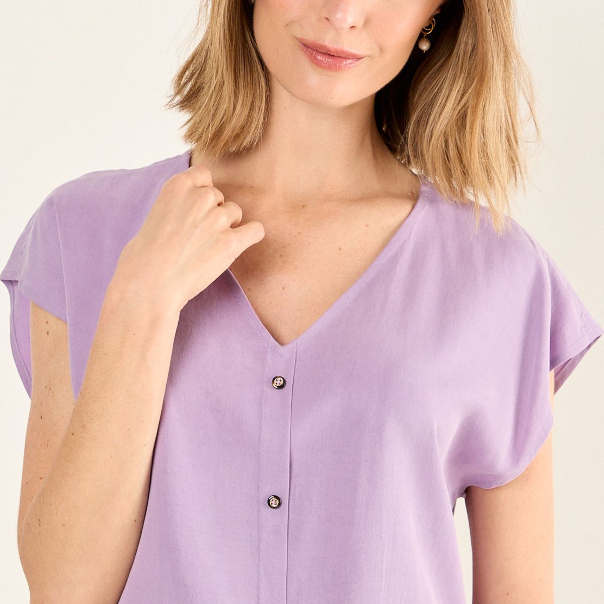 MA GRIFFE - Blusa Escote En V Mujer Morado Magriffe