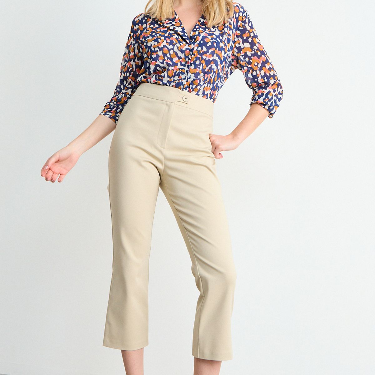 IO - Pantalon Liso Mujer Beige Io