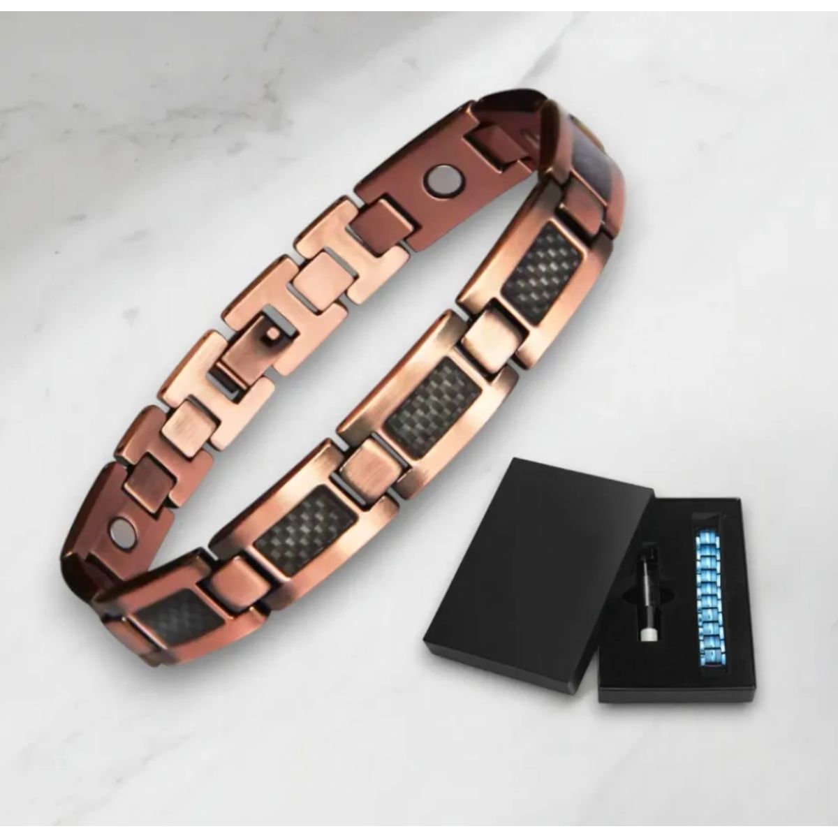 GENERICO - Pulsera Brazalete Cobre Hombre Imanes Artritis Terapia