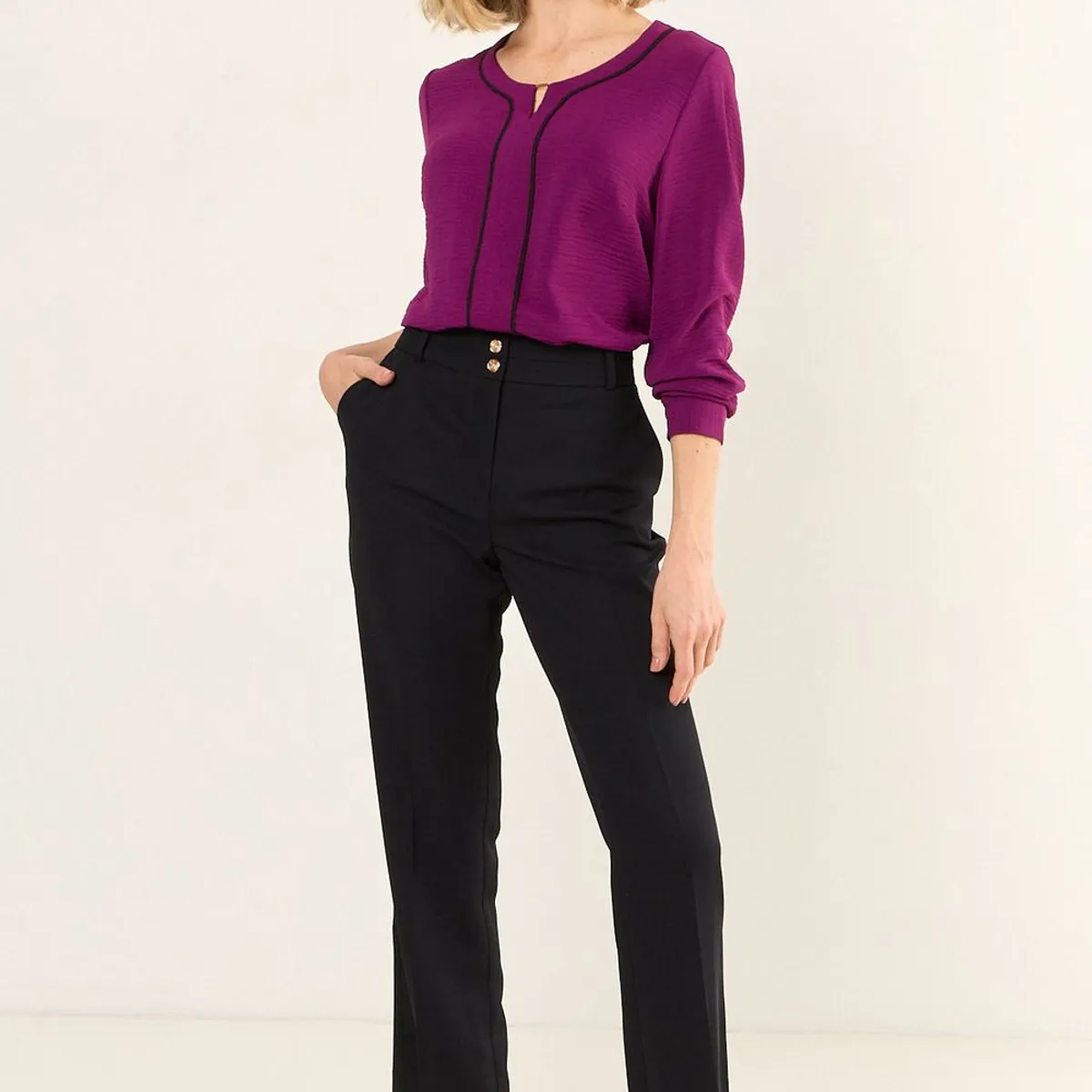 MA GRIFFE - Pantalon Recto Formal Mujer Negro Magriffe