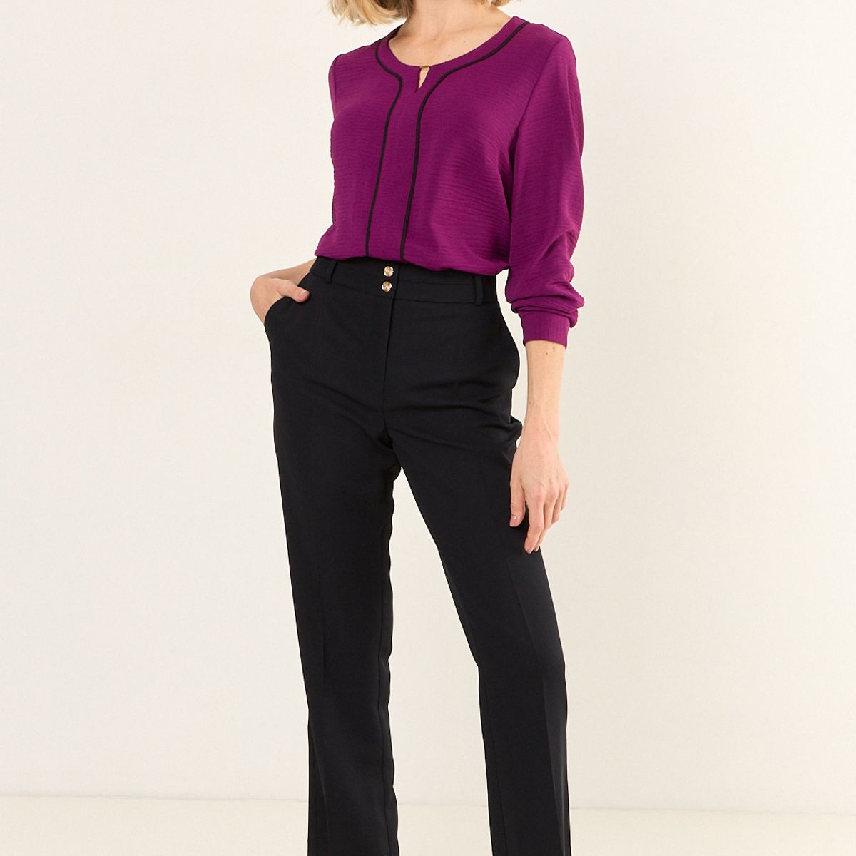 MA GRIFFE - Pantalon Recto Formal Mujer Negro Magriffe