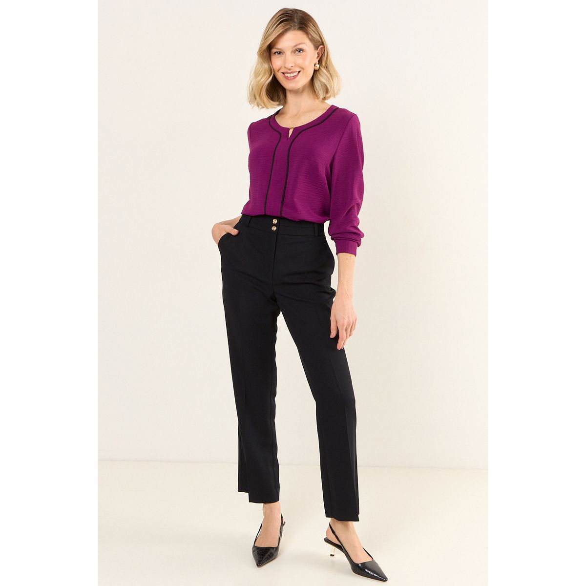 MA GRIFFE - Pantalon Recto Formal Mujer Negro Magriffe