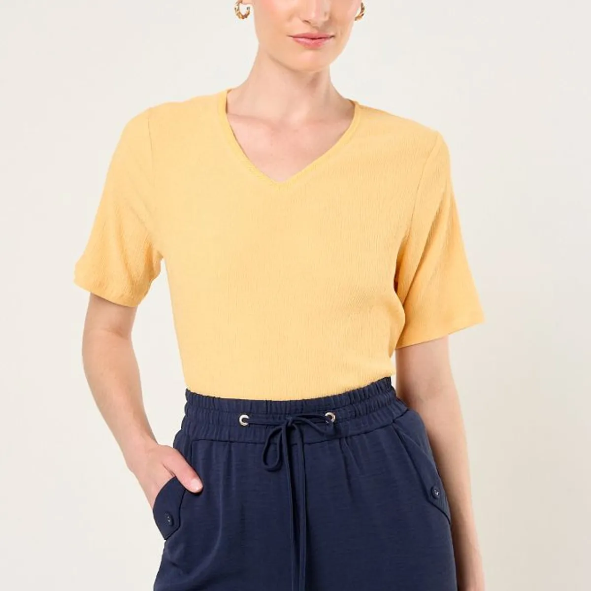 MA GRIFFE - Polera Escote Ev V Mujer Naranjo Magriffe