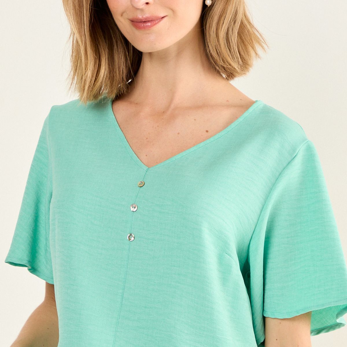MA GRIFFE - Blusa Escote V Mujer Verde Magriffe