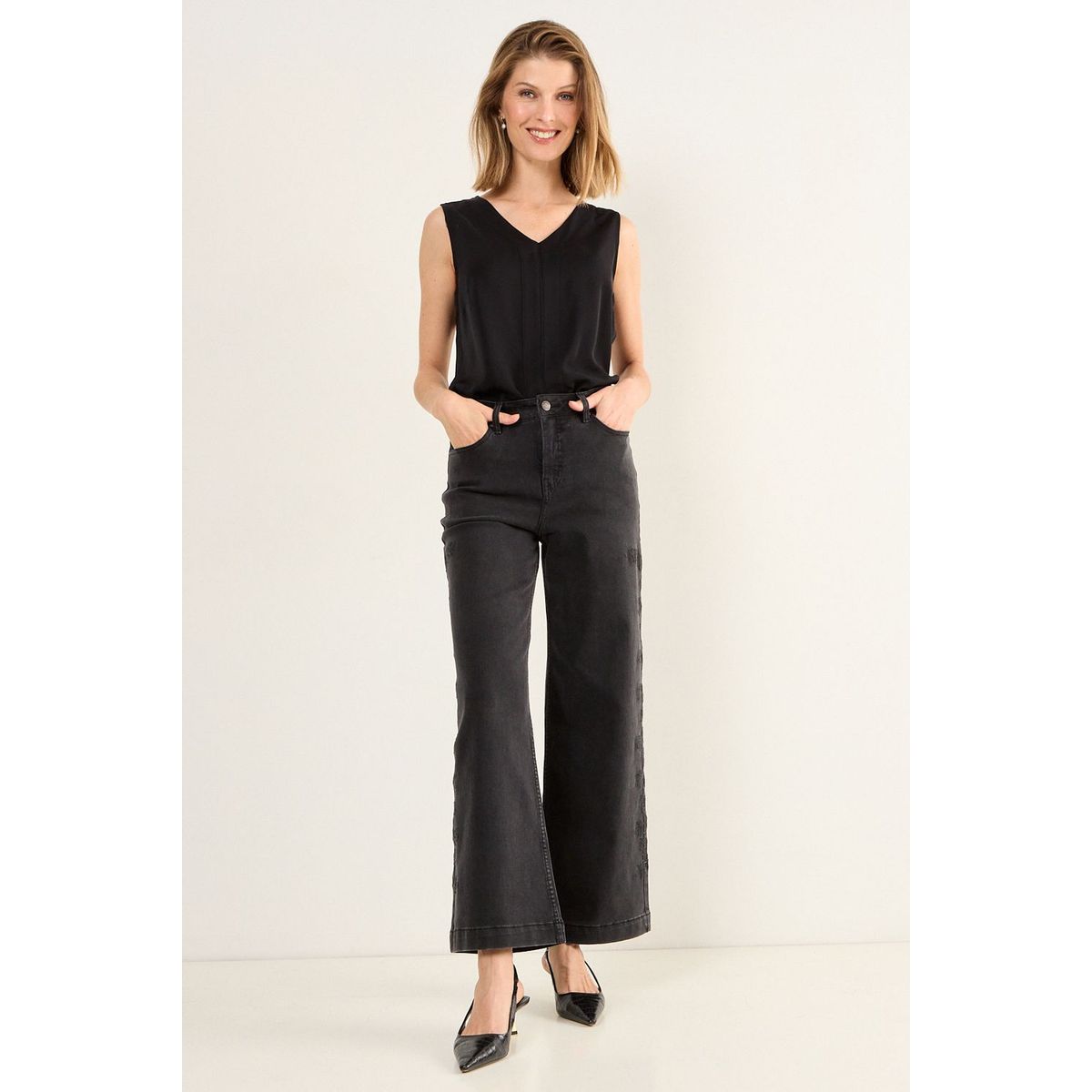 MA GRIFFE - Jeans Flare Mujer Negro Magriffe