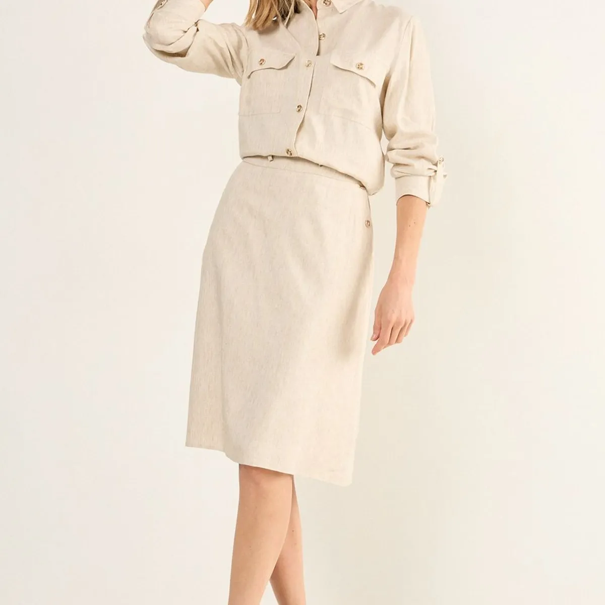 MA GRIFFE - Falda Mujer Beige Magriffe