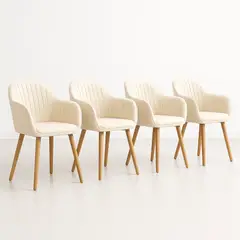 KLIK - Pack de 4 Butacas Sitial Poltrona Diamante Terciopelo Acolchado - Beige