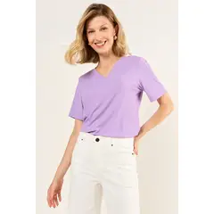 MA GRIFFE - Polera Manga Corta Mujer Morado Magriffe