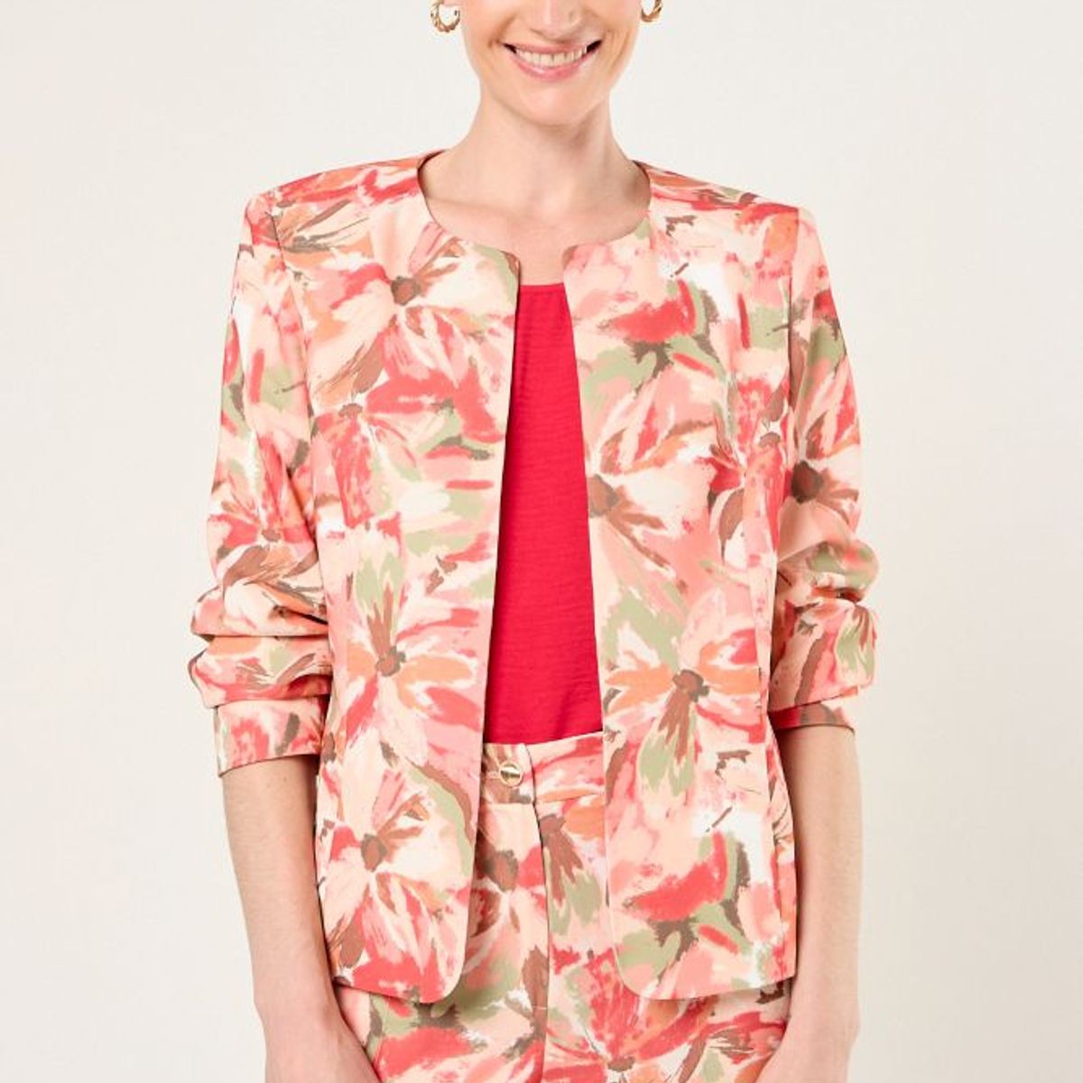 MA GRIFFE - Blazer Estampado Abstracto Mujer Crudo Magriffe