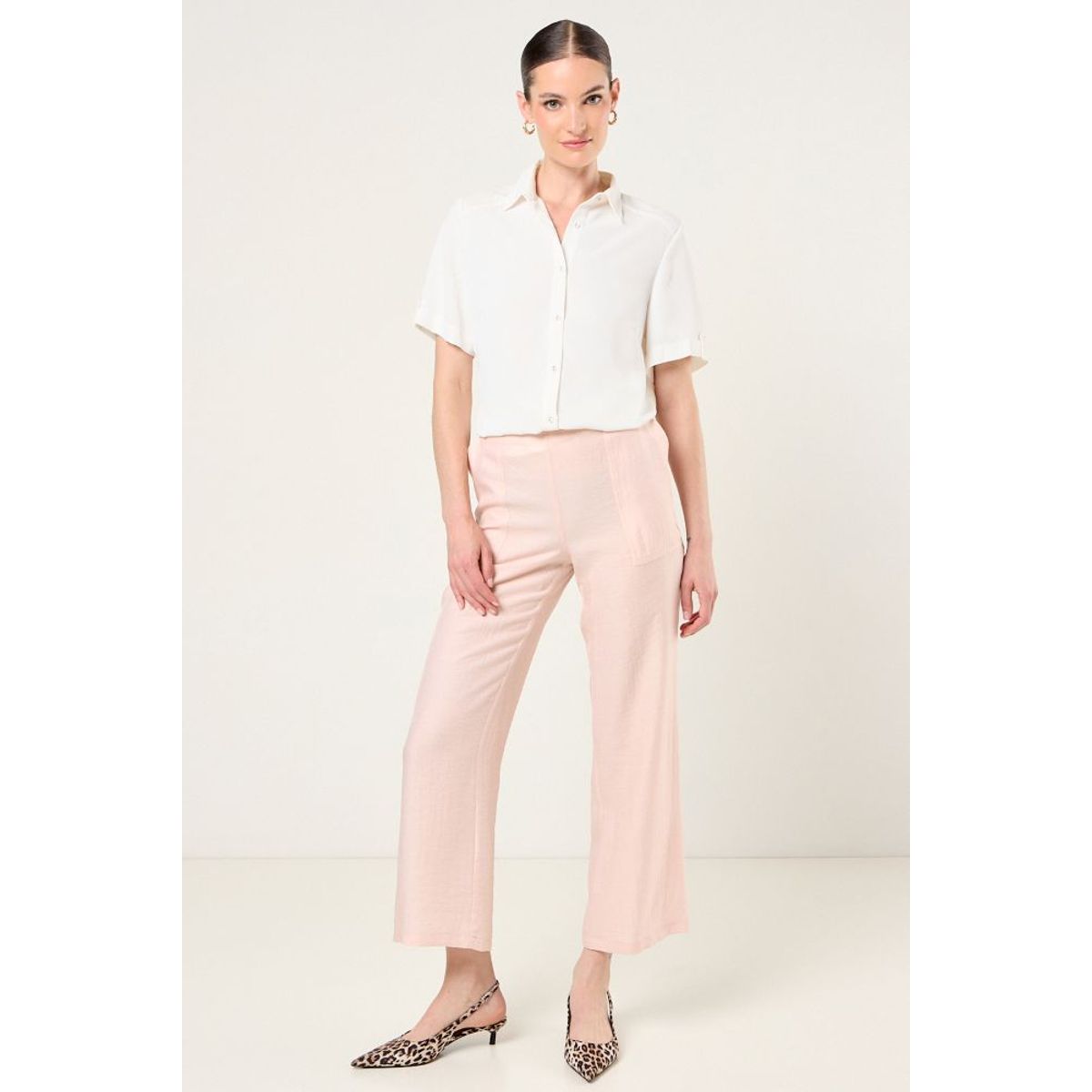 MA GRIFFE - Pantalon Wide Mujer Rosa Magriffe