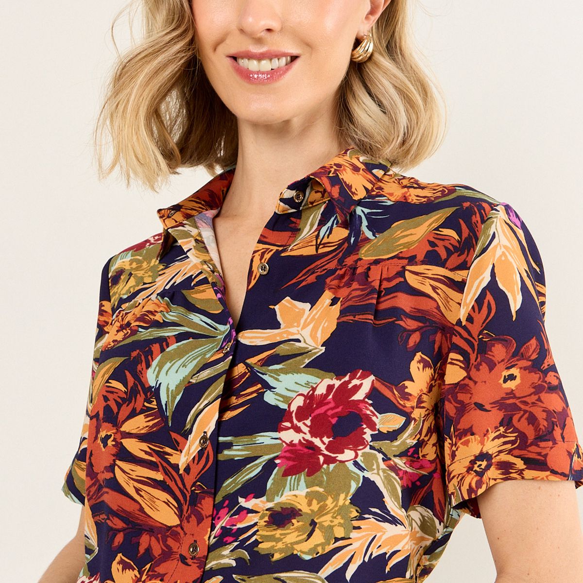 MA GRIFFE - Blusa Camisera Estampada Mujer Azul Magriffe