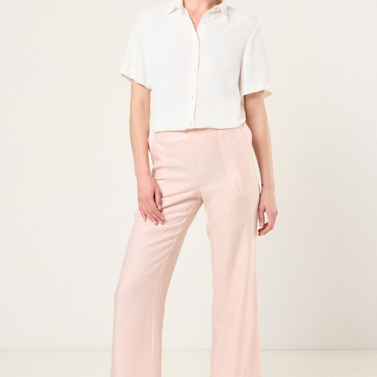 MA GRIFFE - Pantalon Wide Mujer Rosa Magriffe