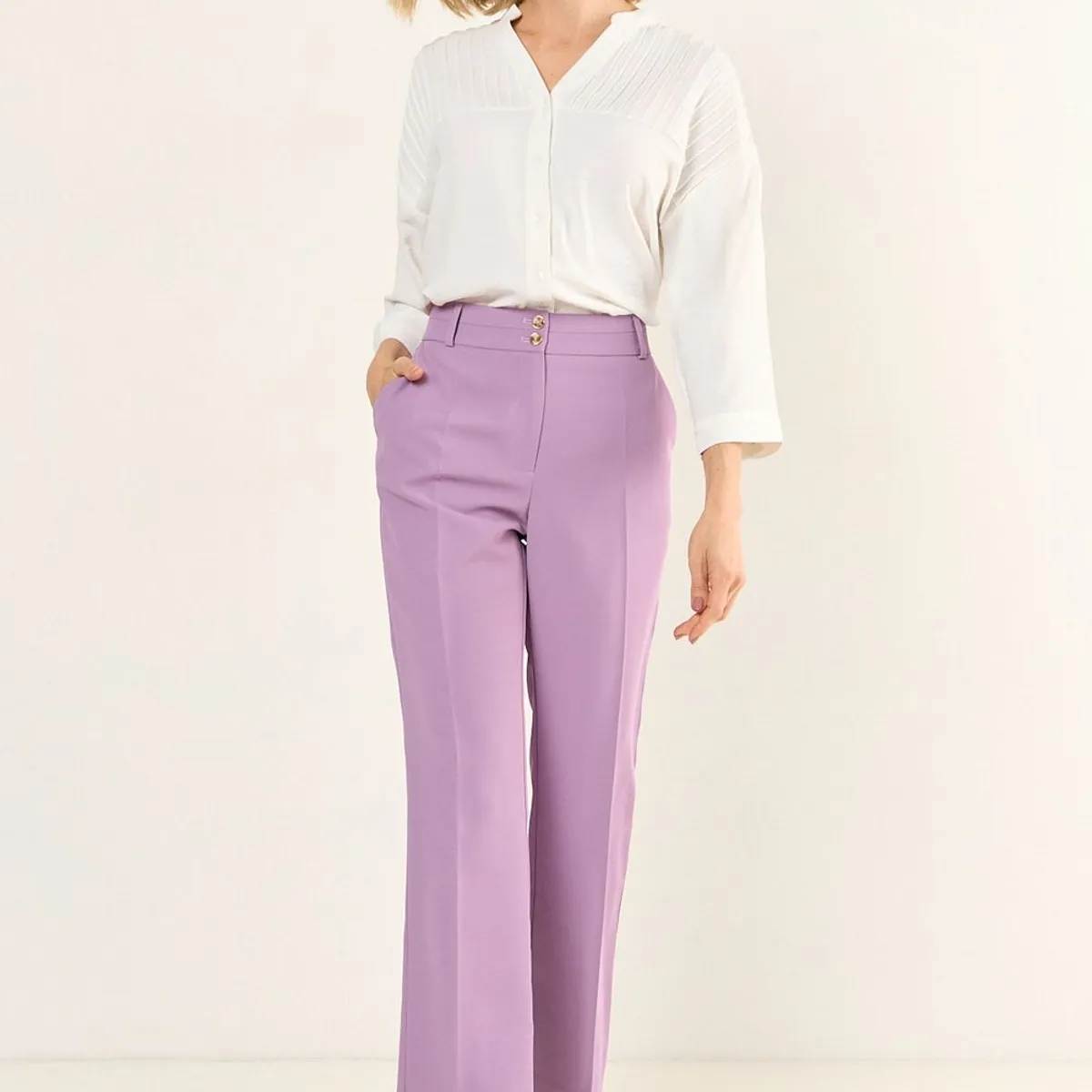 MA GRIFFE - Pantalon Recto Formal Mujer Morado Magriffe