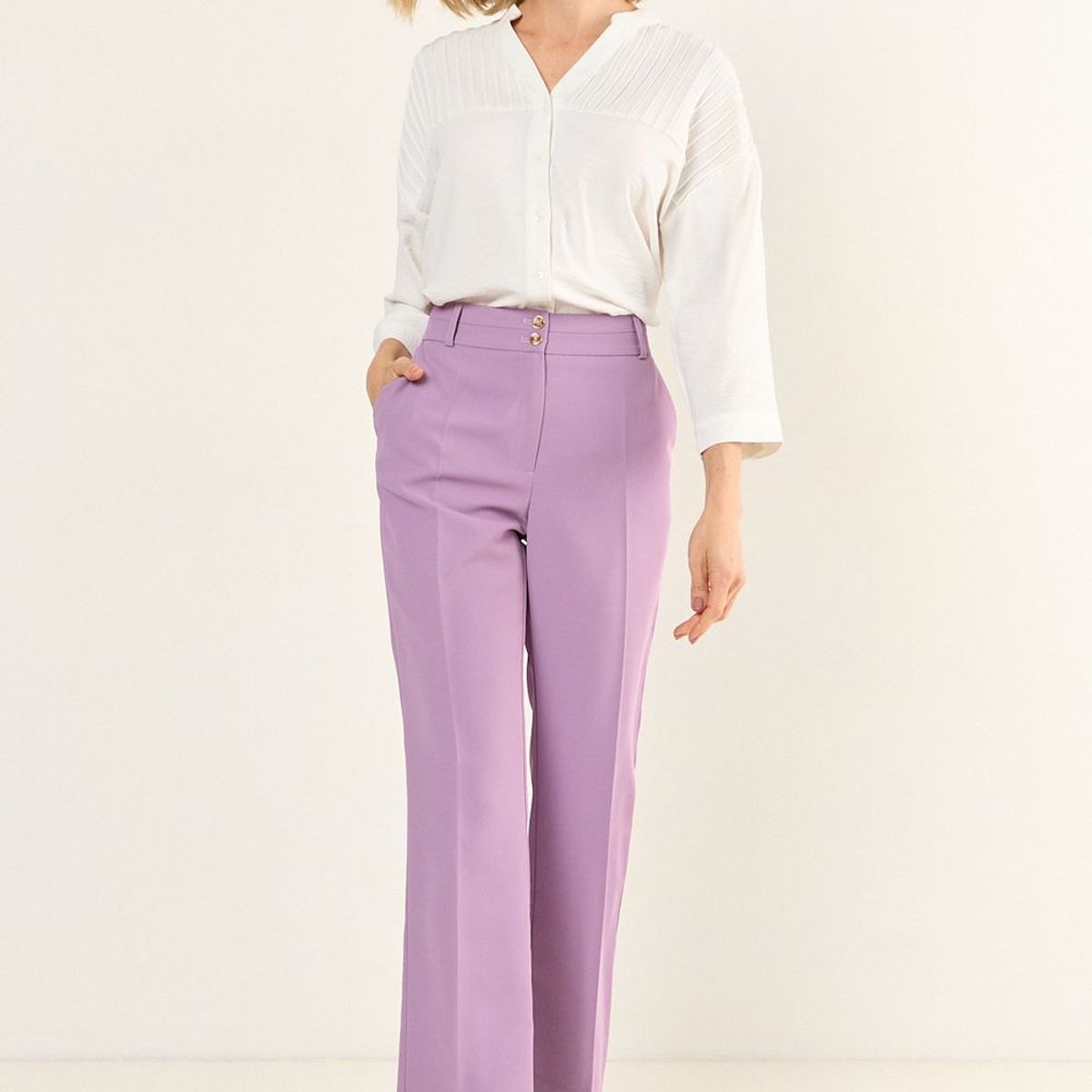 MA GRIFFE - Pantalon Recto Formal Mujer Morado Magriffe